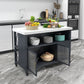 33.46" High Rolling Industrial Kitchen Island Stone Kitchen Island Table Clearhalo 'furn' 'furn_kitchen_islands_carts' 'Furniture' 'Kitchen & Dining Furniture' 'Kitchen Islands & Carts' 'kitchen_islands_carts' 5340067