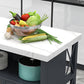 33.46" High Rolling Industrial Kitchen Island Stone Kitchen Island Table Clearhalo 'furn' 'furn_kitchen_islands_carts' 'Furniture' 'Kitchen & Dining Furniture' 'Kitchen Islands & Carts' 'kitchen_islands_carts' 5340070