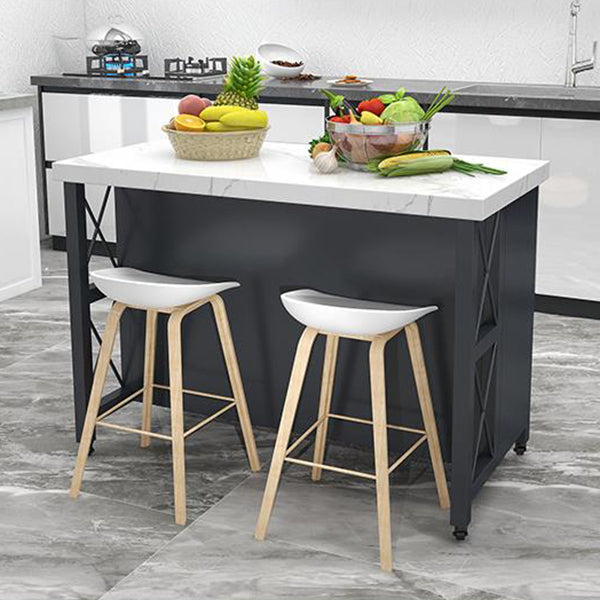 33.46" High Rolling Industrial Kitchen Island Stone Kitchen Island Table Clearhalo 'furn' 'furn_kitchen_islands_carts' 'Furniture' 'Kitchen & Dining Furniture' 'Kitchen Islands & Carts' 'kitchen_islands_carts' 5340076