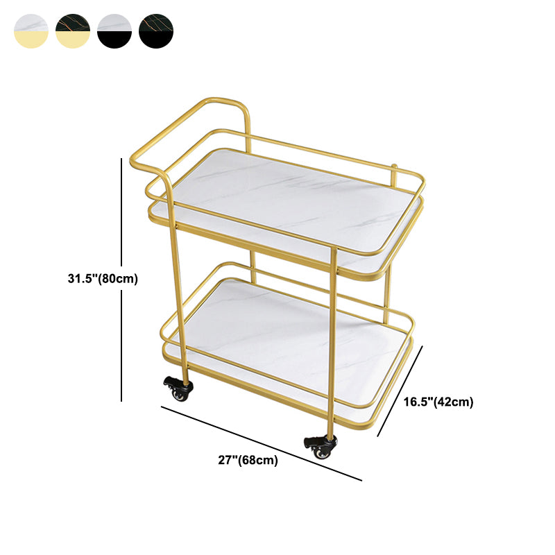 Modern 31.5"H Rolling Prep Table Metal Rectangular Prep Table for Home Use