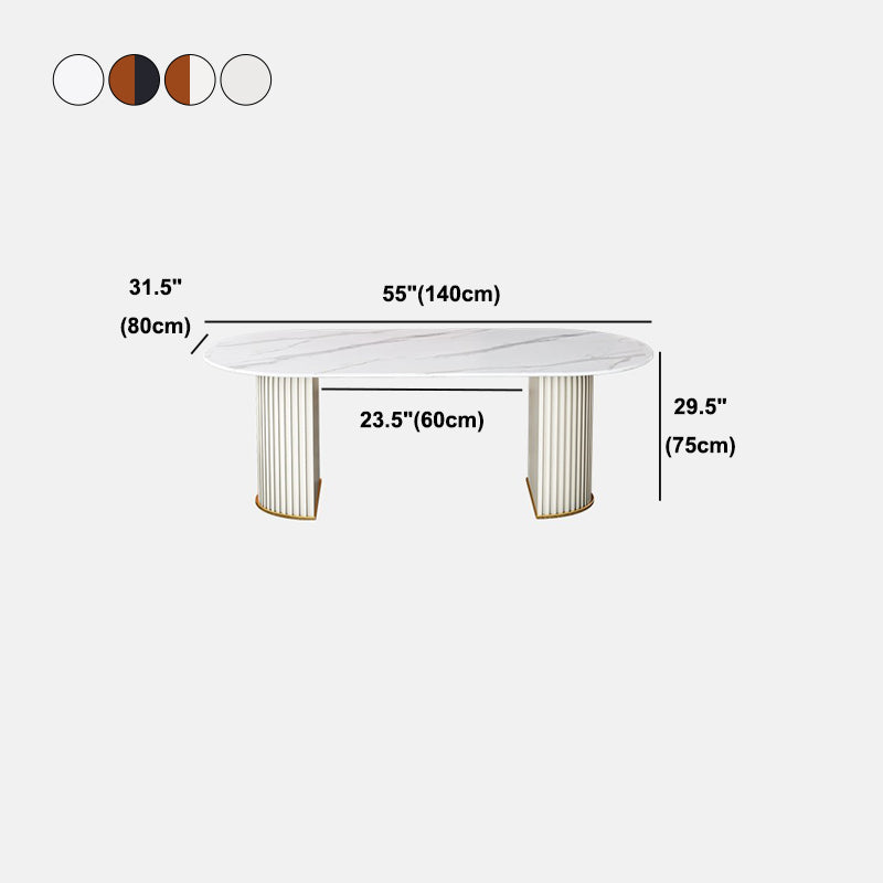 家のための伝統的な豪華なダイニングテーブル楕円形の焼結石のテーブル