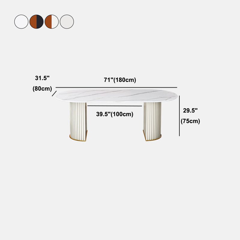 家のための伝統的な豪華なダイニングテーブル楕円形の焼結石のテーブル