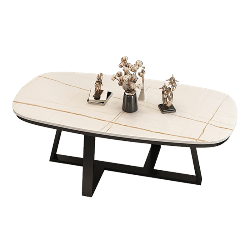 Table basse à jambes croisées en pierre 1 table de cocktail ovale unique