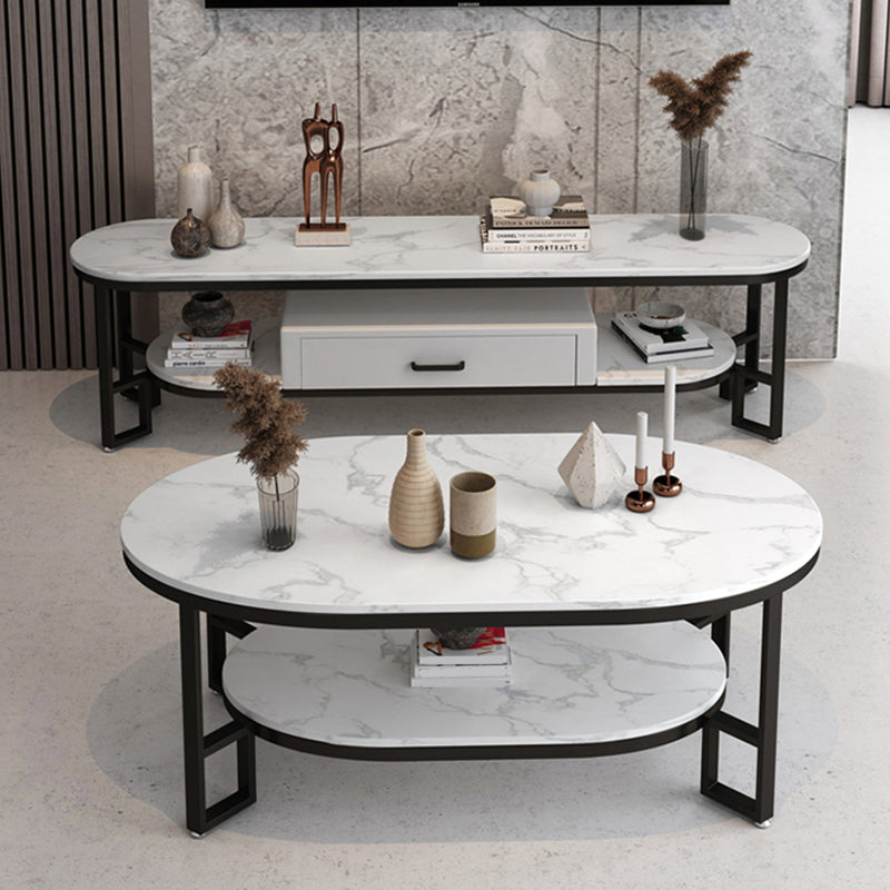 4 Beine Cocktailtischregal enthalten ovaler Stein Couchtisch