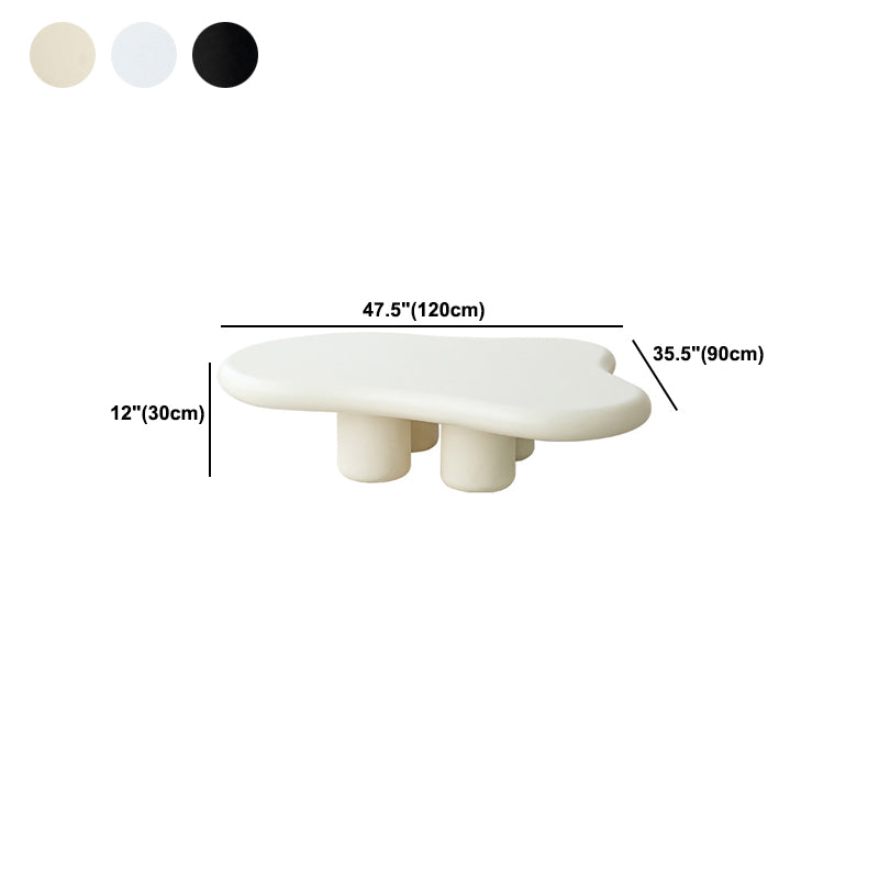 北欧の木製4脚のコーヒーテーブル、白/黒/ベージュの木製クラウドカクテルテーブル