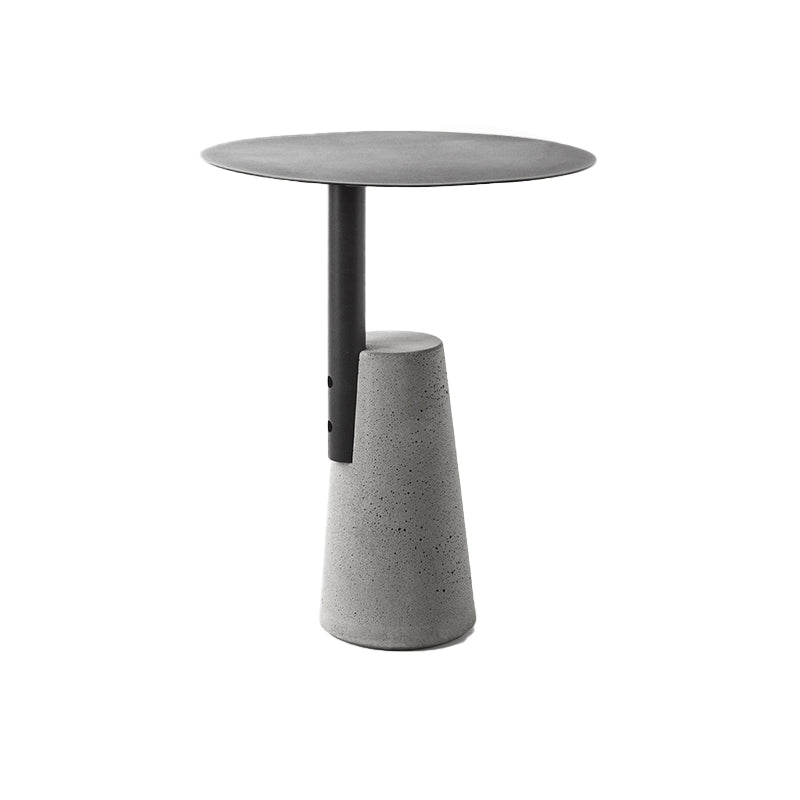 Round 1 Single Coffee Table Metal Cocktail Table with Cement Pedestal