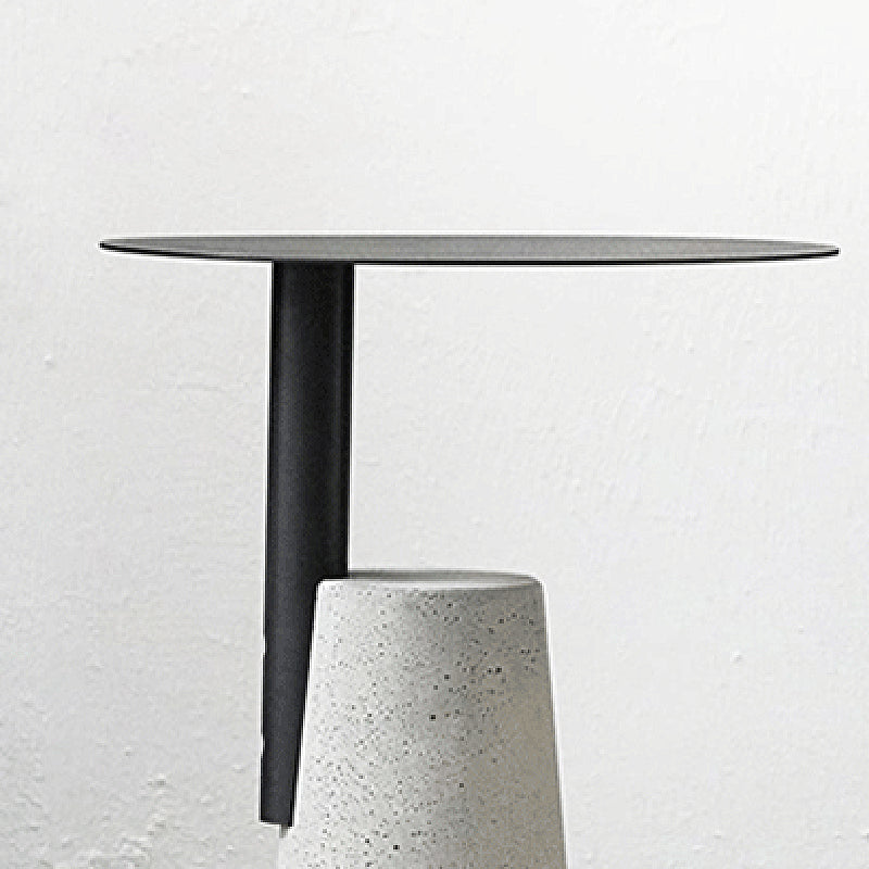 Round 1 Single Coffee Table Metal Cocktail Table with Cement Pedestal