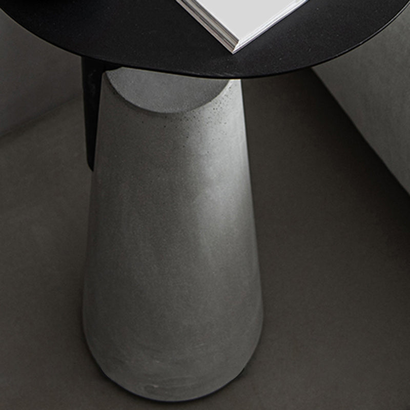Round 1 Single Coffee Table Metal Cocktail Table with Cement Pedestal