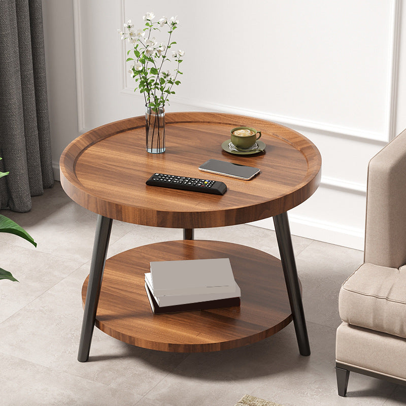 Nordic Round Coffee Table Tea/Black/White Cocktail Table for Living Room 20"L x 20"W x 19"H Walnut 1 Clearhalo 'Coffee & Accent Tables' 'Coffee Tables' 'coffee_tables' 'furn' 'furn_coffee_tables' 'Furniture' 'Living Room Furniture' 5340372