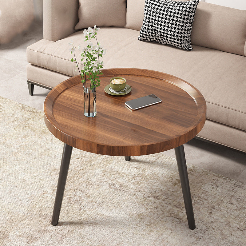 Nordic Round Coffee Table Tea/Black/White Cocktail Table for Living Room 24"L x 24"W x 19"H Walnut Shelf Not Included Clearhalo 'Coffee & Accent Tables' 'Coffee Tables' 'coffee_tables' 'furn' 'furn_coffee_tables' 'Furniture' 'Living Room Furniture' 5340373