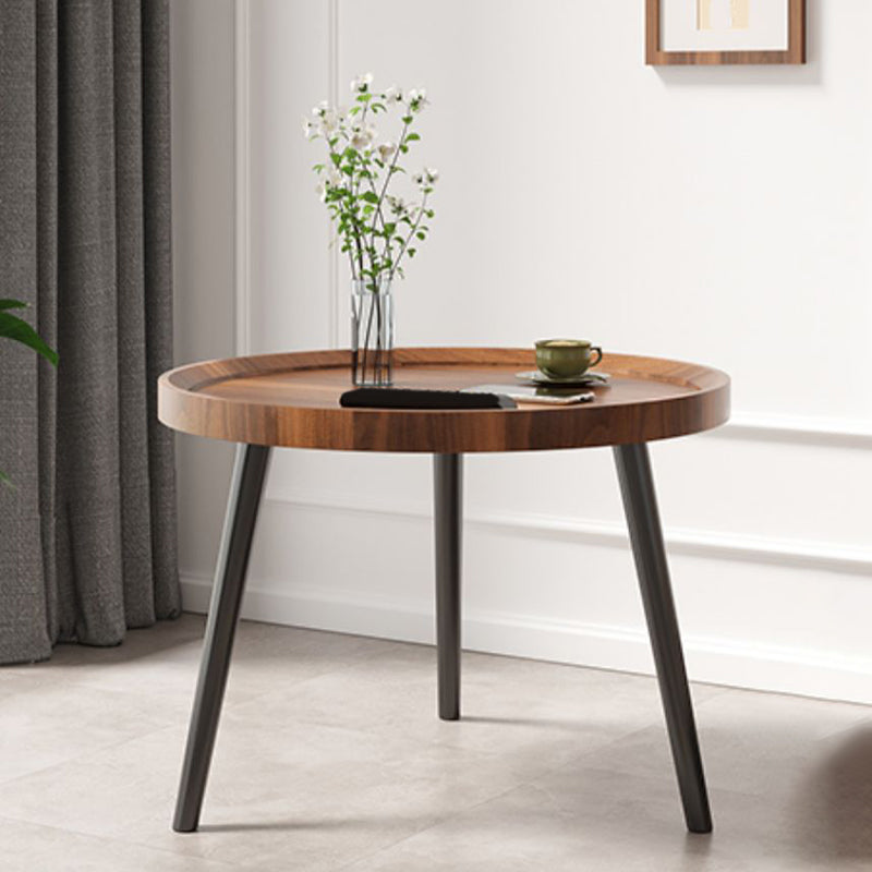Nordic Round Coffee Table Tea/Black/White Cocktail Table for Living Room 16"L x 16"W x 19"H Walnut Shelf Not Included Clearhalo 'Coffee & Accent Tables' 'Coffee Tables' 'coffee_tables' 'furn' 'furn_coffee_tables' 'Furniture' 'Living Room Furniture' 5340374