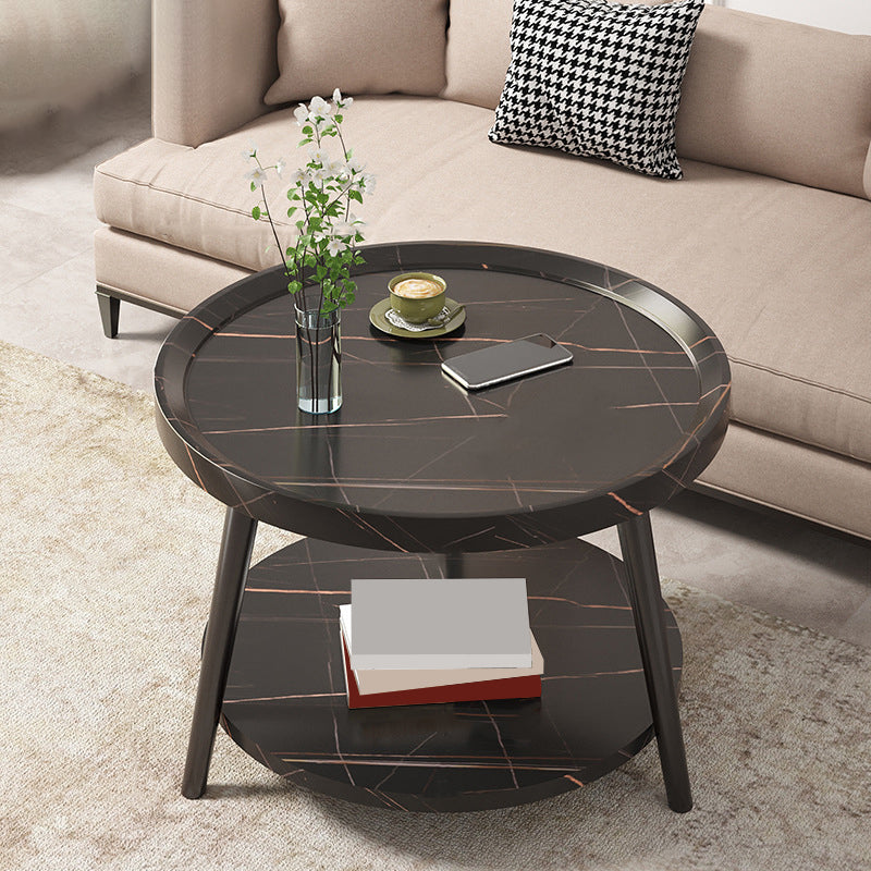 Nordic Round Coffee Table Tea/Black/White Cocktail Table for Living Room Black 1 Clearhalo 'Coffee & Accent Tables' 'Coffee Tables' 'coffee_tables' 'furn' 'furn_coffee_tables' 'Furniture' 'Living Room Furniture' 5340376