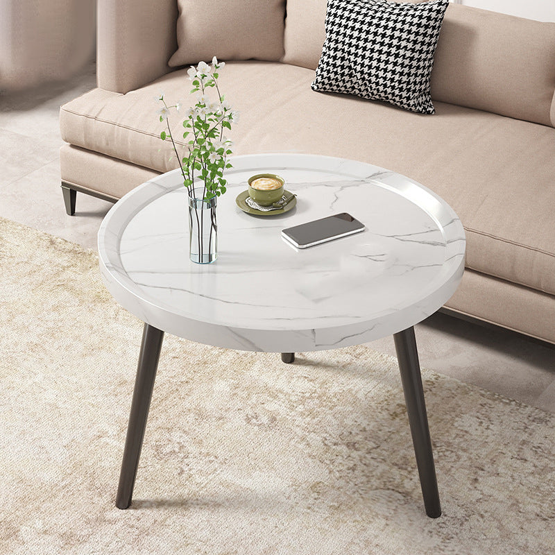 Nordic Round Coffee Table Tea/Black/White Cocktail Table for Living Room White Shelf Not Included Clearhalo 'Coffee & Accent Tables' 'Coffee Tables' 'coffee_tables' 'furn' 'furn_coffee_tables' 'Furniture' 'Living Room Furniture' 5340378