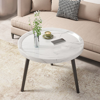 Nordic Round Coffee Table Tea/Black/White Cocktail Table for Living Room White Shelf Not Included Clearhalo 'Coffee & Accent Tables' 'Coffee Tables' 'coffee_tables' 'furn' 'furn_coffee_tables' 'Furniture' 'Living Room Furniture' 5340378