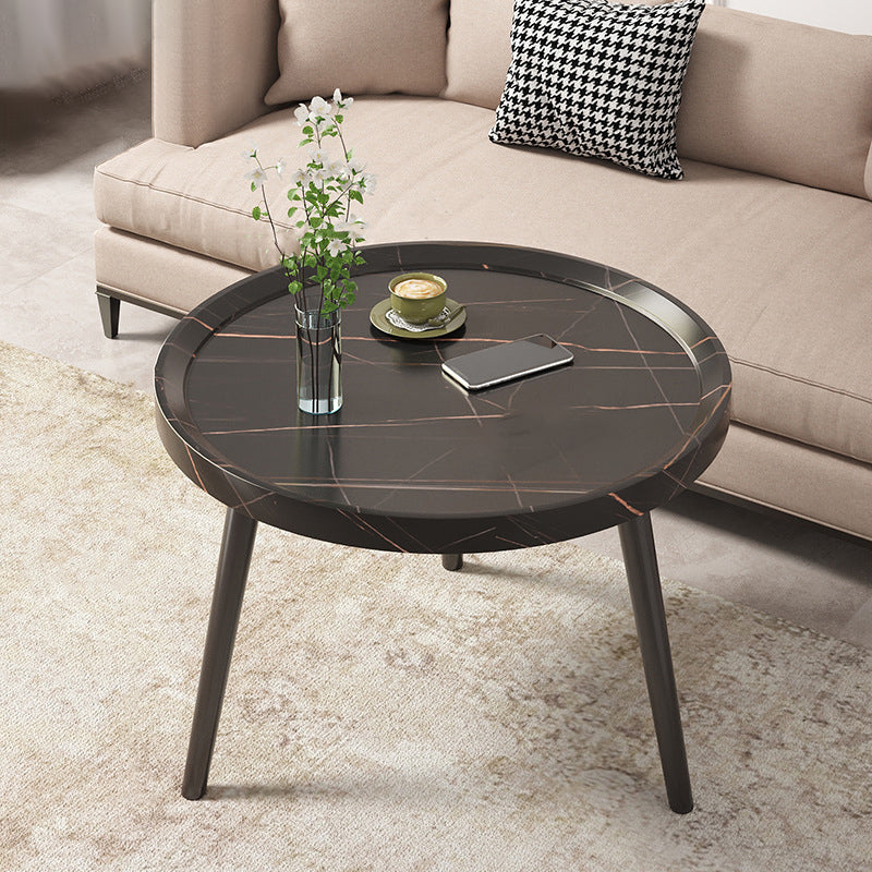 Nordic Round Coffee Table Tea/Black/White Cocktail Table for Living Room Black Shelf Not Included Clearhalo 'Coffee & Accent Tables' 'Coffee Tables' 'coffee_tables' 'furn' 'furn_coffee_tables' 'Furniture' 'Living Room Furniture' 5340385