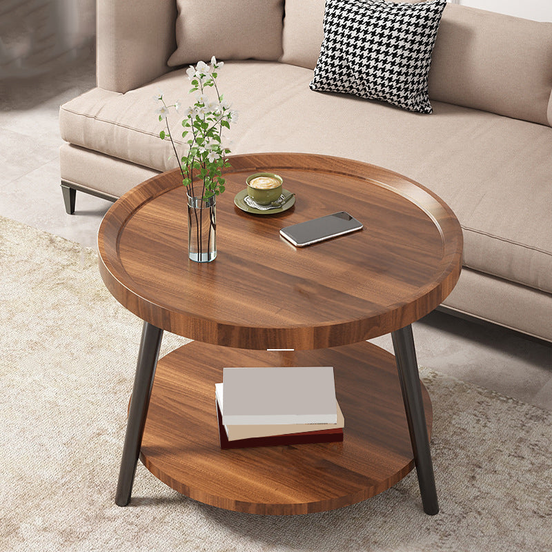 Nordic Round Coffee Table Tea/Black/White Cocktail Table for Living Room 16"L x 16"W x 19"H Walnut 1 Clearhalo 'Coffee & Accent Tables' 'Coffee Tables' 'coffee_tables' 'furn' 'furn_coffee_tables' 'Furniture' 'Living Room Furniture' 5340386