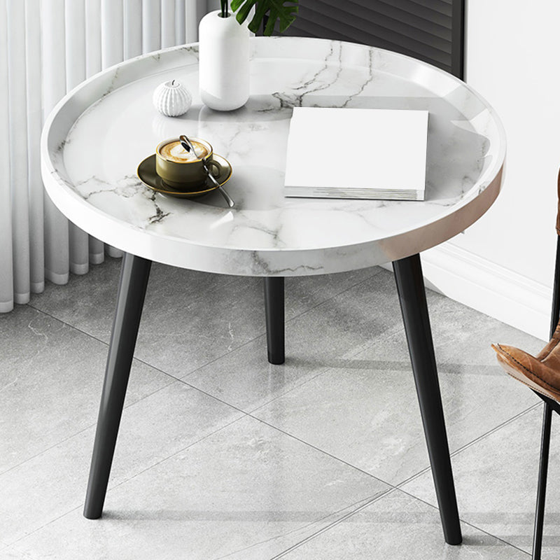 Nordic Round Coffee Table Tea/Black/White Cocktail Table for Living Room 24"L x 24"W x 19"H White Shelf Not Included Clearhalo 'Coffee & Accent Tables' 'Coffee Tables' 'coffee_tables' 'furn' 'furn_coffee_tables' 'Furniture' 'Living Room Furniture' 5340387