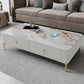 47.2" W x 25.6" D x 16.14" H Stone Coffee Table 4 Legs Cocktail Table