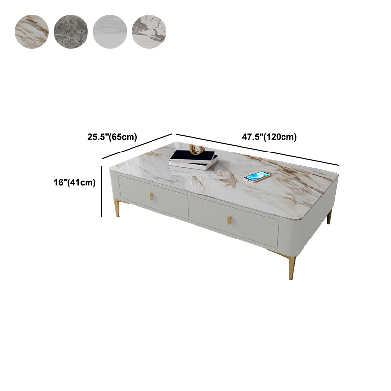 47.2" W x 25.6" D x 16.14" H Stone Coffee Table 4 Legs Cocktail Table