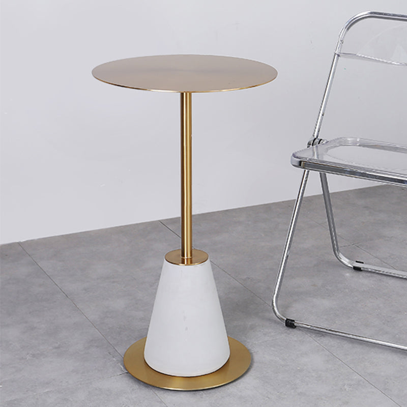 Pedestal 1 Single Coffee Table Mid-Century Modern Cocktail Table with Metal Top