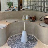 Pedestal 1 Single Coffee Table Mid-Century Modern Cocktail Table with Metal Top