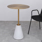 Pedestal 1 Single Coffee Table Mid-Century Modern Cocktail Table with Metal Top