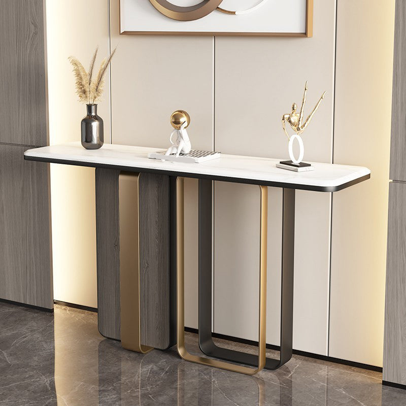Tavolo di pietra rettangolo glam, 31,49 "HAVOLO ACCENTO CONSOLE H in bianco per Hall