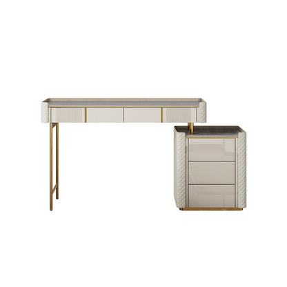 Glam Vanity, 5 cassetti di stoccaggio Makeup Vanity Set in Beige Finish