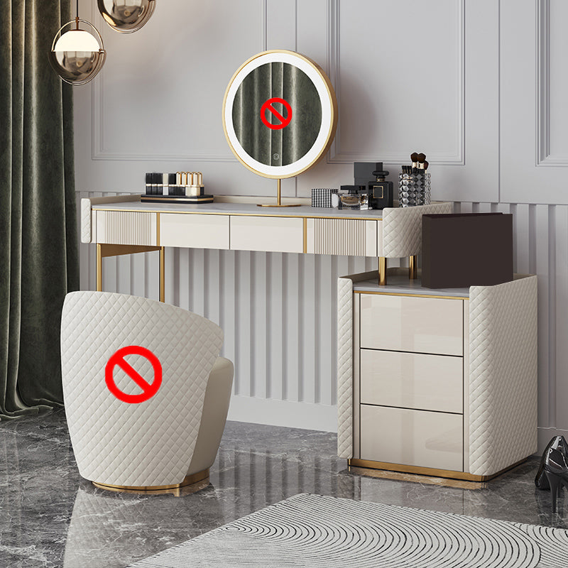 Glam Vanity, 5 cassetti di stoccaggio Makeup Vanity Set in Beige Finish