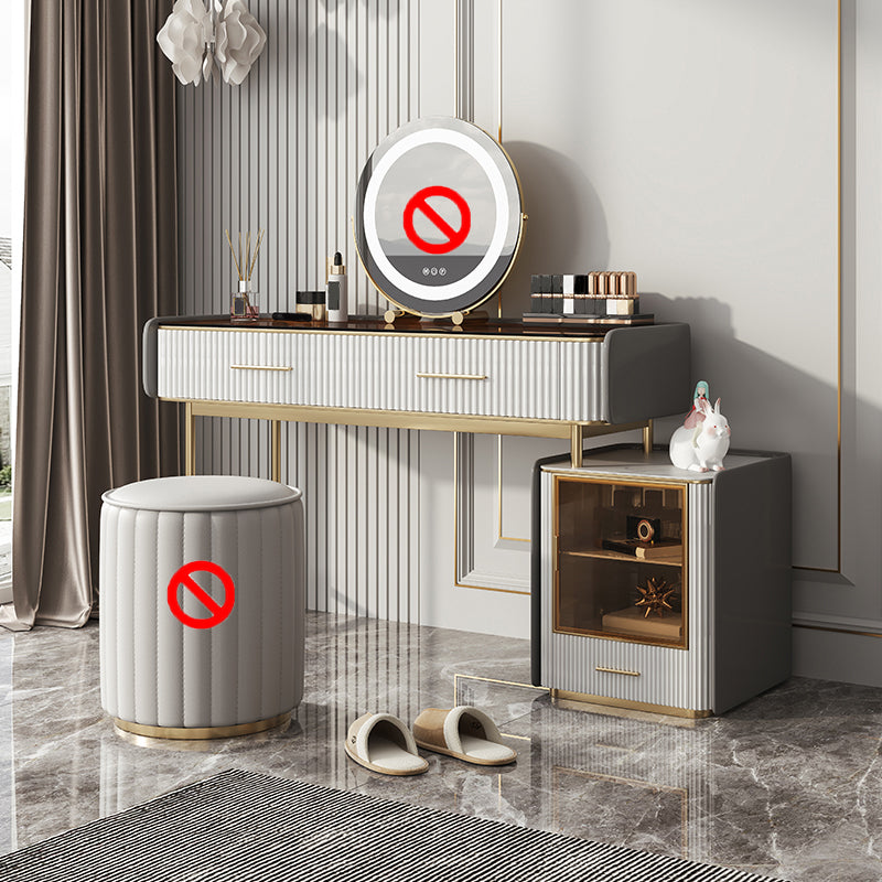 Ensemble de vanité de maquillage, table avec plateau en verre et tiroirs à fermeture doux