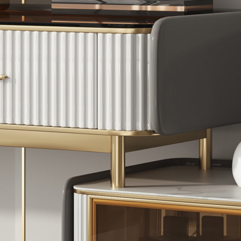 Make-up Vanity Set, Table With Glass Top & Soft Close Drawers Clearhalo 'Bedroom Furniture' 'furn' 'furn_makeup_vanities' 'Furniture' 'Makeup Vanities' 'makeup_vanities' 5340779