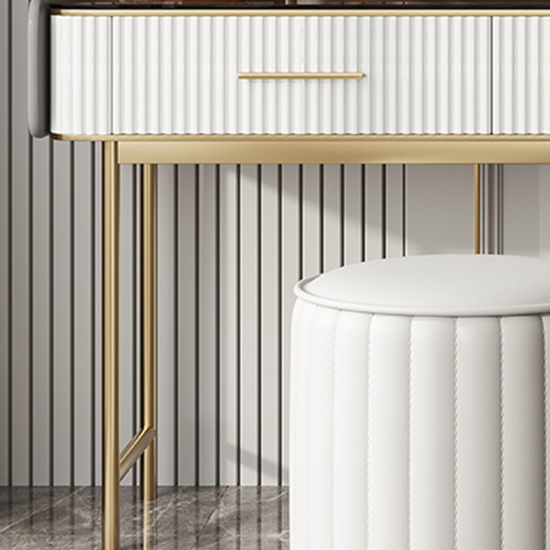 Make-up Vanity Set, Table With Glass Top & Soft Close Drawers Clearhalo 'Bedroom Furniture' 'furn' 'furn_makeup_vanities' 'Furniture' 'Makeup Vanities' 'makeup_vanities' 5340780
