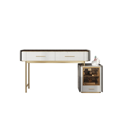 Ensemble de vanité de maquillage, table avec plateau en verre et tiroirs à fermeture doux