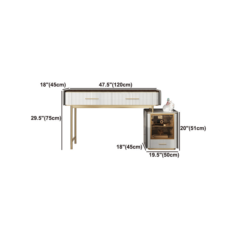 Make-up Vanity Set, Table With Glass Top & Soft Close Drawers Clearhalo 'Bedroom Furniture' 'furn' 'furn_makeup_vanities' 'Furniture' 'Makeup Vanities' 'makeup_vanities' 5340787