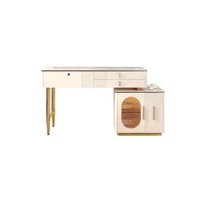 2/3 piezas de tocador, mesa con top de piedra y 4 cajones de almacenamiento, beige