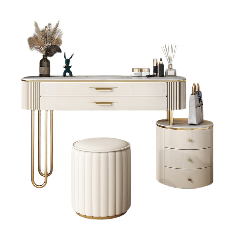 5つのストレージドロワー、光沢のある仕上げを備えたベッドルームメイクアップの虚栄心