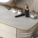 5つのストレージドロワー、光沢のある仕上げを備えたベッドルームメイクアップの虚栄心