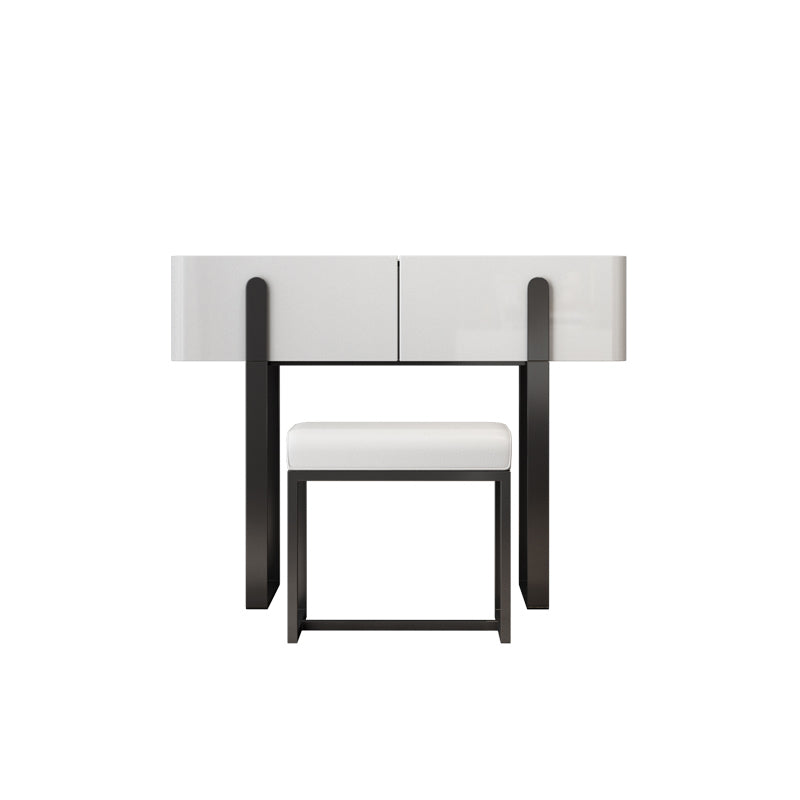 Vanity Metal and Stone Makeup Dressing Table with 2 Drawers, 30.7" Tall Makeup Vanity & Stools Clearhalo 'Bedroom Furniture' 'furn' 'furn_makeup_vanities' 'Furniture' 'Makeup Vanities' 'makeup_vanities' 5340849