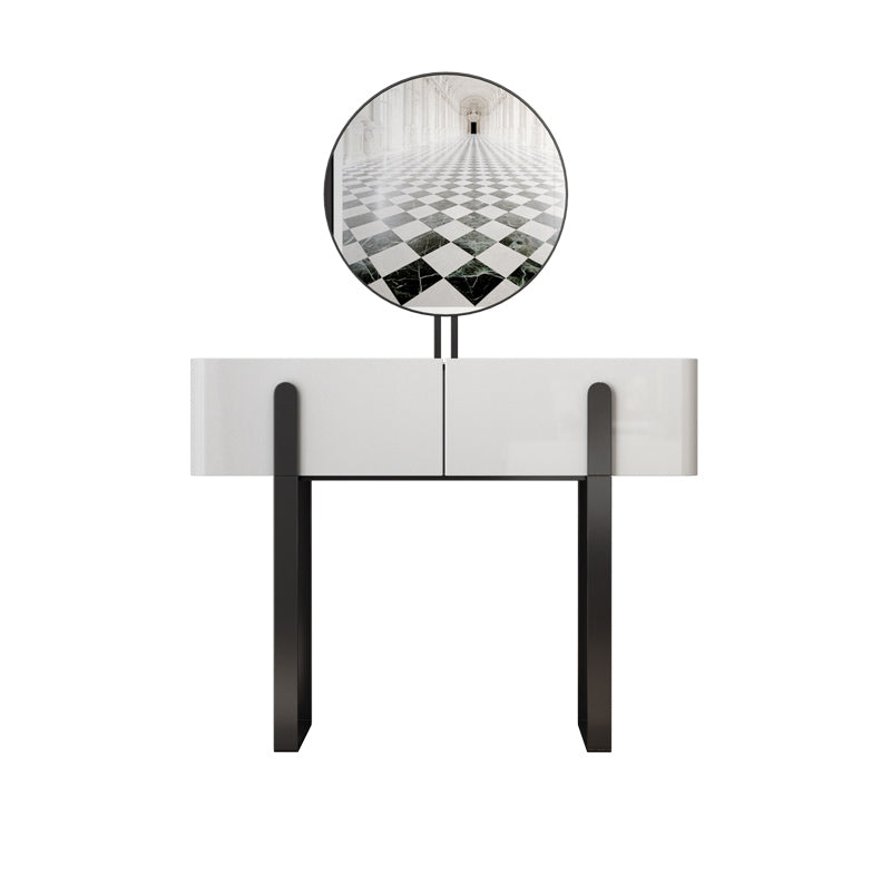 Vanity Metal and Stone Makeup Dressing Table with 2 Drawers, 30.7" Tall Makeup Vanity & Mirror Clearhalo 'Bedroom Furniture' 'furn' 'furn_makeup_vanities' 'Furniture' 'Makeup Vanities' 'makeup_vanities' 5340851