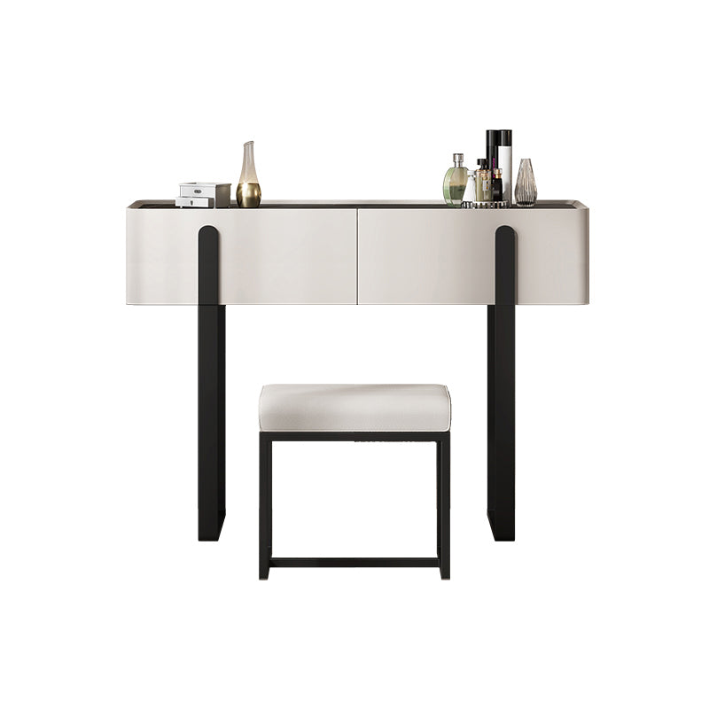 Vanity Metal and Stone Makeup Dressing Table with 2 Drawers, 30.7" Tall Makeup Vanity & Stools 47"L x 16"W x 31"H Clearhalo 'Bedroom Furniture' 'furn' 'furn_makeup_vanities' 'Furniture' 'Makeup Vanities' 'makeup_vanities' 5340853