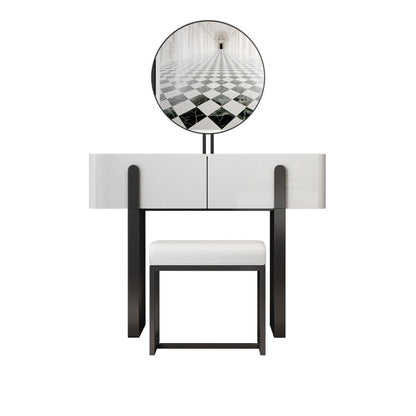 Vanity Metal and Stone Makeup Dressing Table with 2 Drawers, 30.7" Tall Makeup Vanity & Mirror & Stools Clearhalo 'Bedroom Furniture' 'furn' 'furn_makeup_vanities' 'Furniture' 'Makeup Vanities' 'makeup_vanities' 5340854