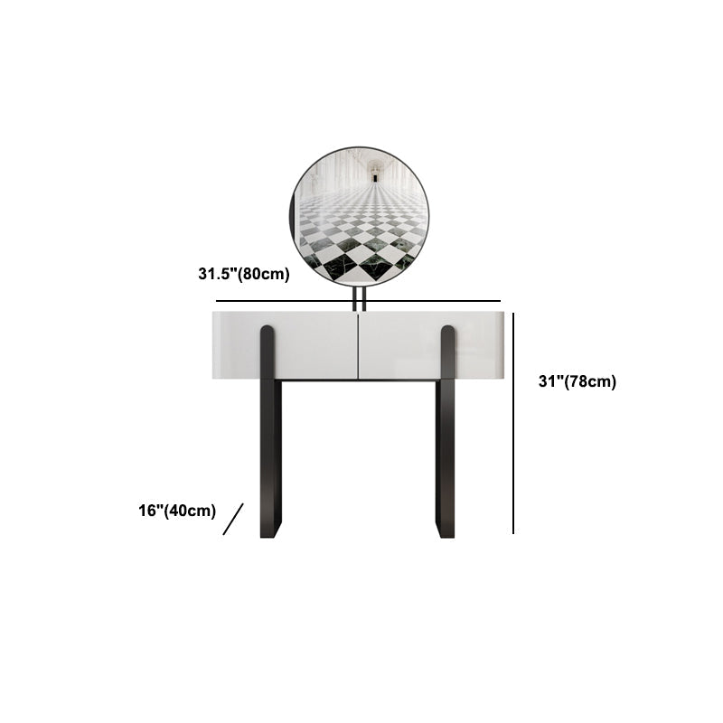 Vanity Metal and Stone Makeup Dressing Table with 2 Drawers, 30.7" Tall Clearhalo 'Bedroom Furniture' 'furn' 'furn_makeup_vanities' 'Furniture' 'Makeup Vanities' 'makeup_vanities' 5340862