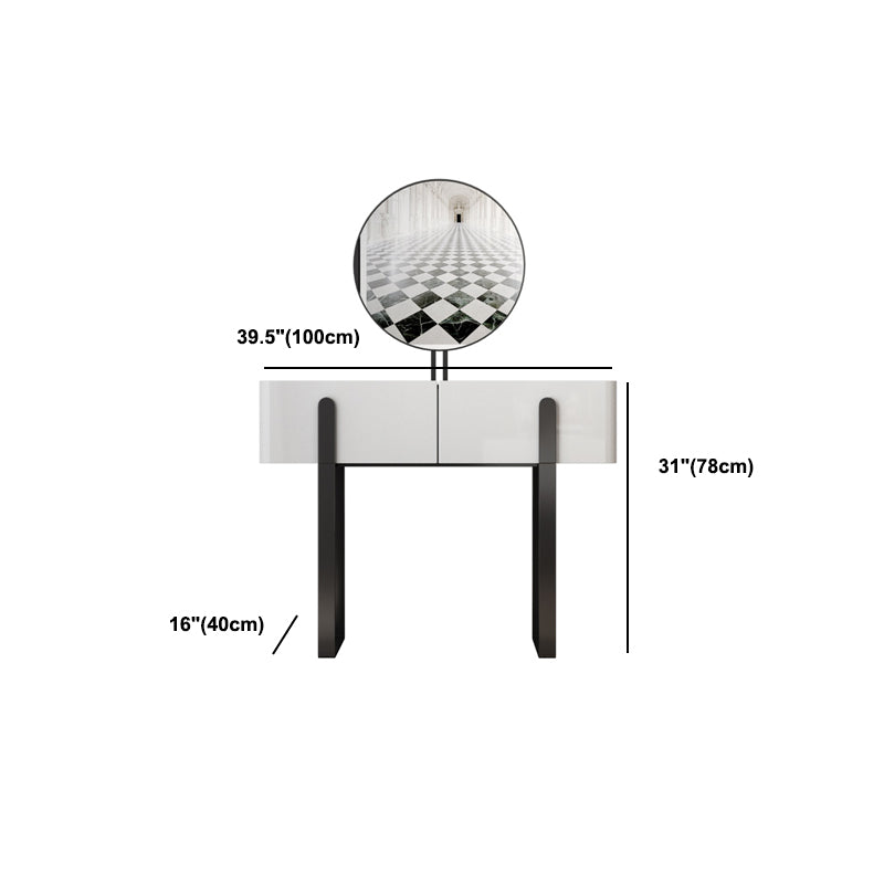 Vanity Metal and Stone Makeup Dressing Table with 2 Drawers, 30.7" Tall Clearhalo 'Bedroom Furniture' 'furn' 'furn_makeup_vanities' 'Furniture' 'Makeup Vanities' 'makeup_vanities' 5340863