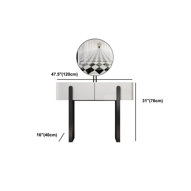 Vanity Metal and Stone Makeup Dressing Table with 2 Drawers, 30.7" Tall Clearhalo 'Bedroom Furniture' 'furn' 'furn_makeup_vanities' 'Furniture' 'Makeup Vanities' 'makeup_vanities' 5340864