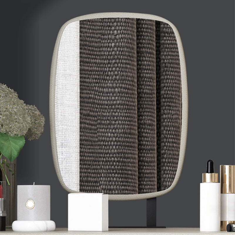 Vanity Mirrored Faux Leather Makeup Dressing Table Stool Set, 28.74" Clearhalo 'Bedroom Furniture' 'furn' 'furn_makeup_vanities' 'Furniture' 'Makeup Vanities' 'makeup_vanities' 5340873