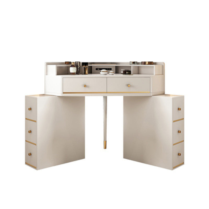 Modern 2-Drawers Makeup Dressing Table in White, 33.85" Tall