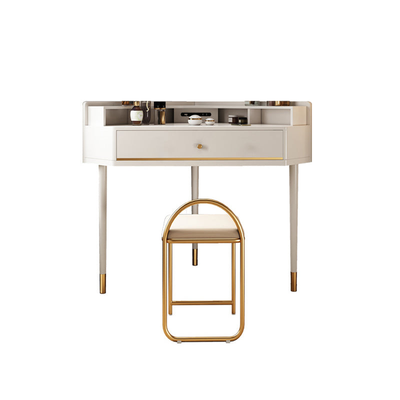 Modern 2-Drawers Makeup Dressing Table in White, 33.85" Tall