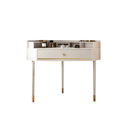 Modern 2-Drawers Makeup Dressing Table in White, 33.85" Tall