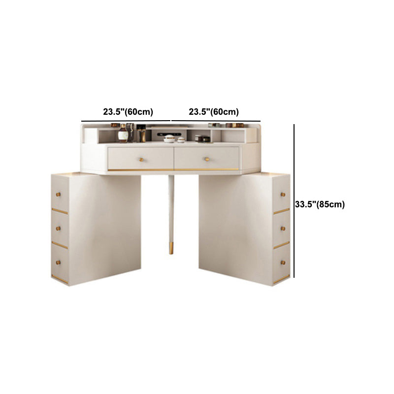 Modern 2-Drawers Makeup Dressing Table in White, 33.85" Tall