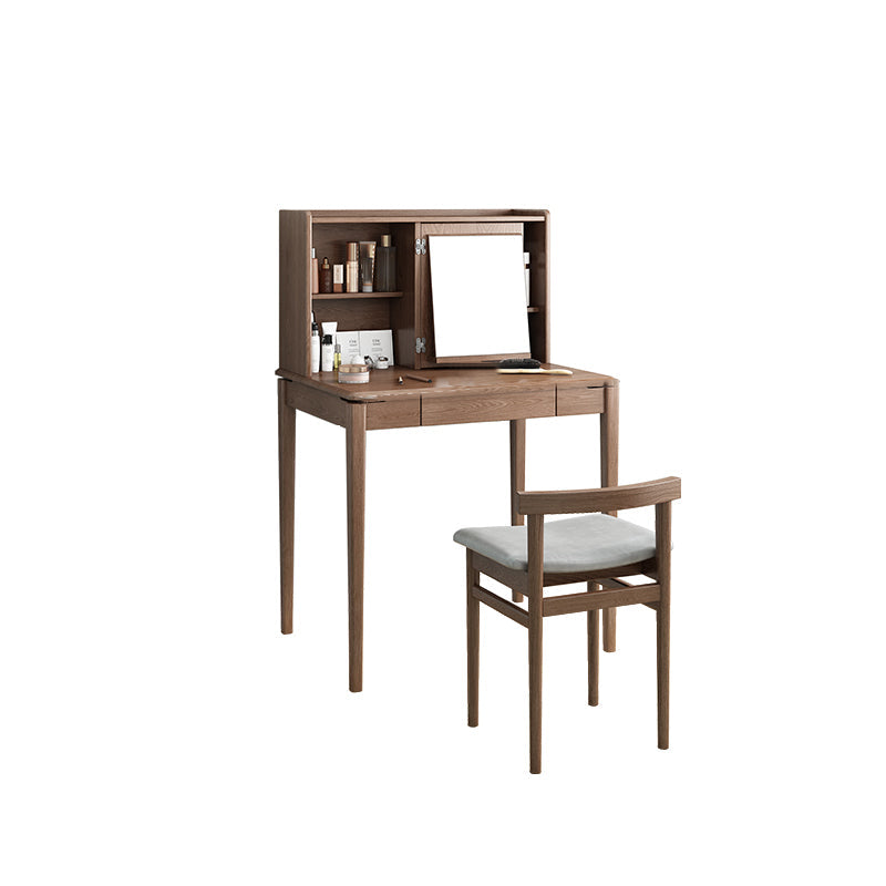 鏡付きの伝統的な虚栄心、スツールと鏡のある48 "の高さの虚栄心セット